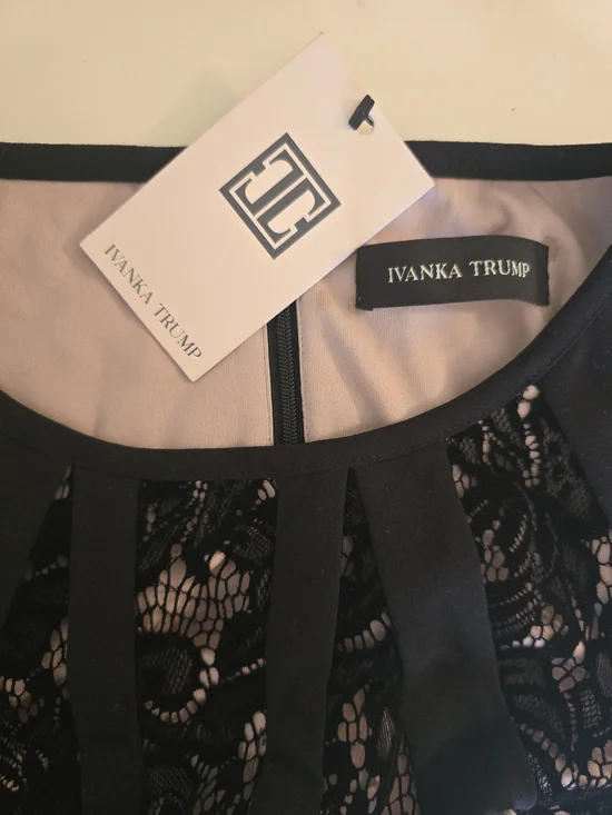 Ivanka Trump Black Lace Midi Dress with Nude Lining - Picture 3 of 3